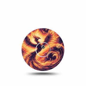 ExpressionMed Rising Phoenix Freestyle Libre 3 and Libre 3 Plus Sticker and Tape,  Golden Fire Bird, Vinyl Sticker and Tape Pairing CGM Design