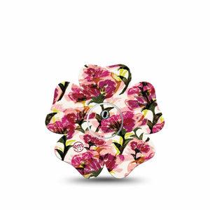 ExpressionMed Maroon Flowers Freestyle Libre 3 and Libre 3 Plus Flower Shape Tape, Single Tape and Single Sticker Overlapping Flower Petals, Overlay Tape CGM Design