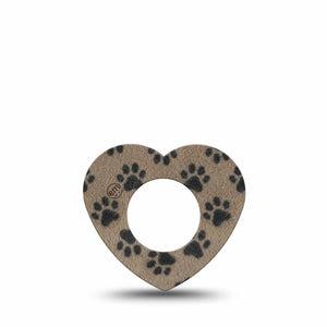 ExpressionMed Fuzzy Pawprints Freestyle Libre, Libre 2 Plus, and Abbott Lingo Heart, Single Tape Woolly paws Overlay Tape for CGM