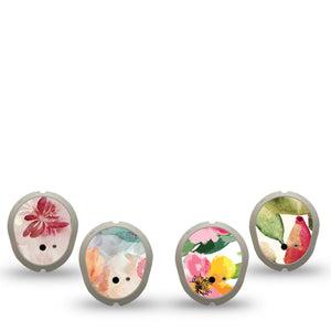 ExpressionMed Fragile Flowers Dexcom G7 Sticker, Dexcom Stelo Glucose Biosensor System, 4-Pack Sticker Variety Washed Out Flowers, Vinyl Decoration Continuous Glucose Monitor Design
