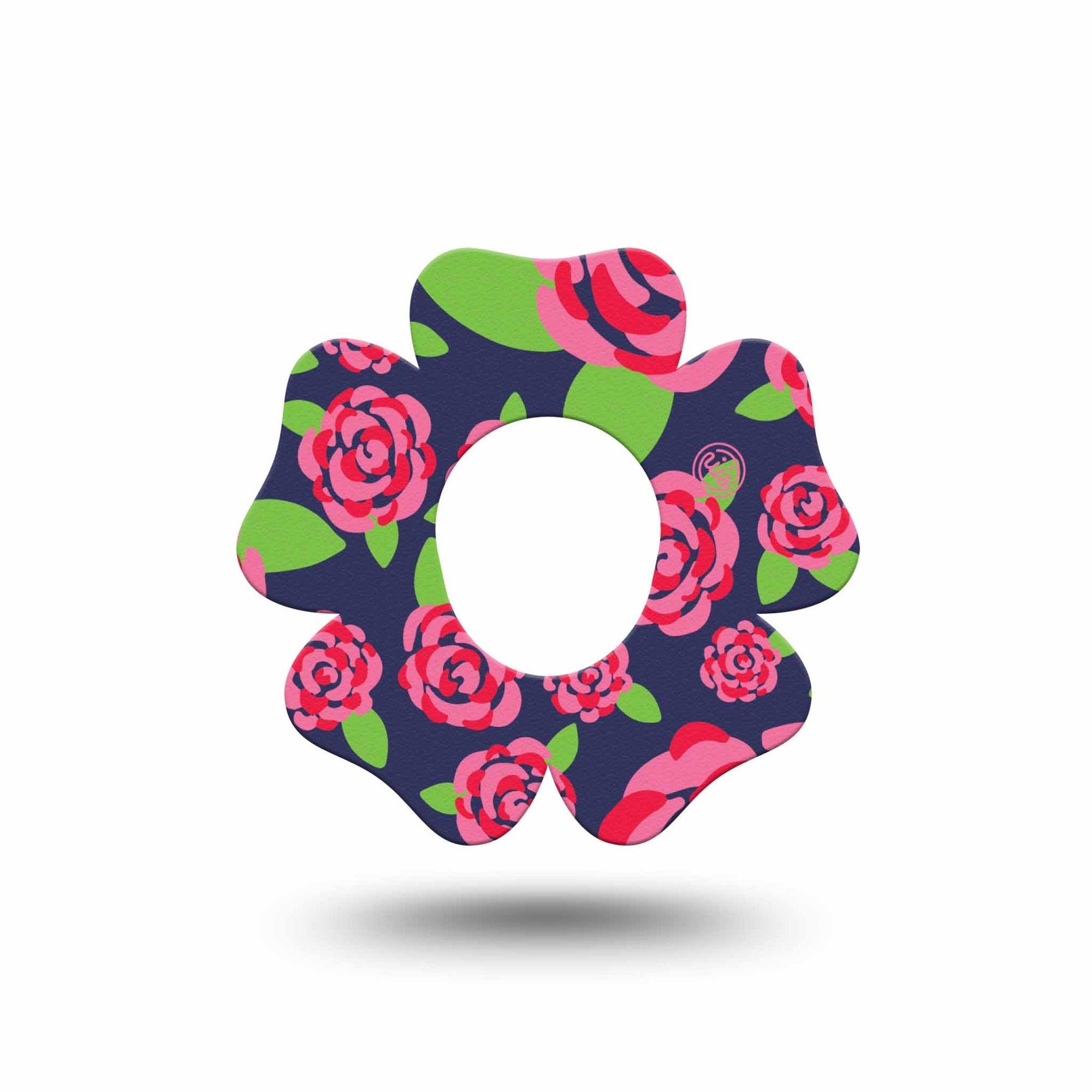 ExpressionMed Pretty Pink Roses Dexcom G7 Flower Shape Tape, Dexcom Stelo Glucose Biosensor System, Single Tape Elegant Roses, Adhesive Tape CGM Design
