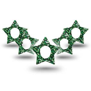 ExpressionMed Green Glam Dexcom G7 Star Shape Tape, Dexcom Stelo Glucose Biosensor System,  5-Pack Tape Fashionable Green, Overlay Patch CGM Design