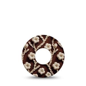 ExpressionMed Cozy Sweater Infusion Set Tape, 5-Pack Tape Knit Florals Print, Overlay Patch Continuous Glucose Monitor Design