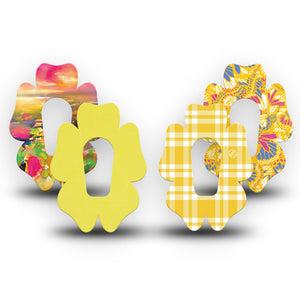 ExpressionMed Sunlit Yellow Dexcom G6 Flower, 4-Pack Tape yellow summer style Overlay Patch for Continuous Glucose Monitor
