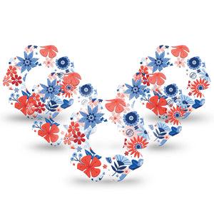 ExpressionMed July Flowers Freestyle Libre 2 Flower Shape Tape, Abbott Lingo, 5-Pack july 4th flowers Adhesive Tape CGM Design