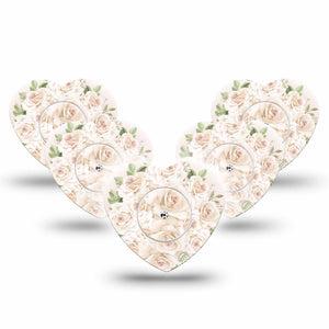 ExpressionMed Wedding Bouquet Freestyle Libre 2 and Libre 2 Plus Heart Shape Tape, Abbott Lingo,  5-Pack Tape and 5-Pack Sticker Romantic Roses, Adhesive Patch CGM Design