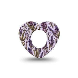 ExpressionMed Stitched Bloom Dexcom G7 and Dexcom Stelo Glucose Biosensor System Heart, Single Tape Lavender stitch Decorative Patch for CGM
