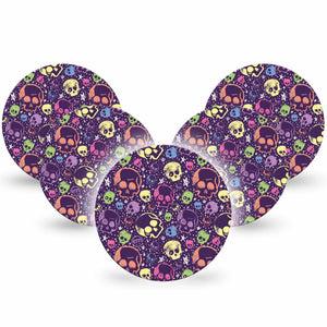 ExpressionMed Neon Skulls Dexcom G7 Overpatch, Dexcom Stelo Glucose Biosensor System, 5-Pack Tape Fluorescent Colorful Skulls, Overlay Tape CGM Design