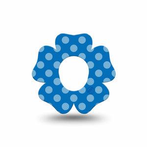 ExpressionMed Blue Polka Dots Dexcom G7 Flower Shape Tape, Dexcom Stelo Glucose Biosensor System, Single Tape Dot Classic, Plaster CGM Design