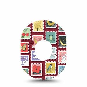 ExpressionMed Postage Stamp Dexcom G7 and Dexcom Stelo Glucose Biosensor System, Single Tape Postal stamps inspired Fixing Ring Patch for CGM
