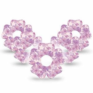 ExpressionMed Purple Daisy Freestyle Libre 3 and Libre 3 Plus Flower Shape Tape, 5-Pack Tape Lilac Tranquility Blooms, Overlay Tape CGM Design