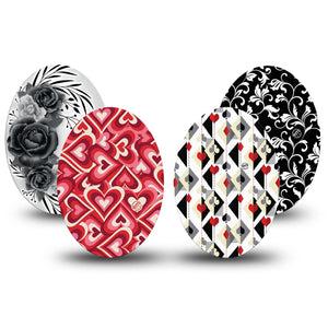 ExpressionMed Ace of Style Variety Pack Medtronic Guardian Enlite Universal Oval 4-Pack  Tape Variety Playing Card Suit Symbols Inspired, Plaster CGM Design