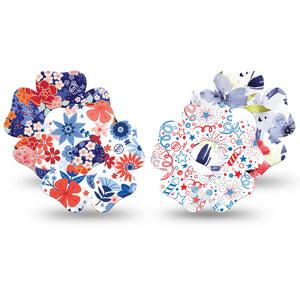 ExpressionMed Summer Flowers Freestyle Libre 3 Flower Shape Tape 4-Pack Variety American Holiday Theme Floral Plaster CGM Design