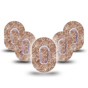 ExpressionMed Mocha Mousse Lace Dexcom G6 Mini Tape, 5-Pack Tape and 5-Pack Sticker Pantone Brown 2025, Adhesive Tape CGM Design