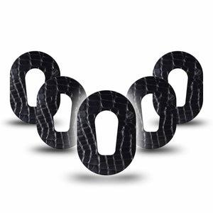 ExpressionMed Black Aligator Skin Dexcom G6 Mini Tape 5-Pack Tape Cool Alligator Skin Inspired, Adhesive Tape CGM Design