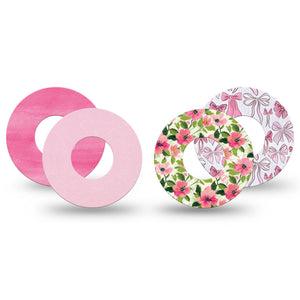 ExpressionMed Soft Pink Freestyle Libre, Libre 2 Plus, and Abbott Lingo, 4-Pack Tape Adorable pink petals Decorative Patch for Continuous Glucose Monitor