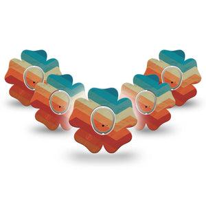 ExpressionMed Retro Winter Coat Dexcom G7 Flower Shape Tape, Dexcom Stelo Glucose Biosensor System, 5-Pack Tape and 5-Pack Sticker Rainbow Vintage Inspired, Plaster CGM Design