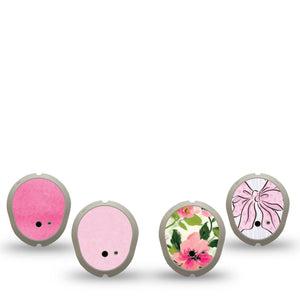 ExpressionMed Soft Pink Dexcom G7 and Dexcom Stelo Glucose Biosensor System Sticker, 4-Pack Sticker Blush pink hot pink mix Sensor Cover for Continuous Glucose Monitor