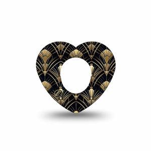 ExpressionMed Midnight Deco Dexcom G7 and Dexcom Stelo Glucose Biosensor System Heart, Single Tape Retro coat print Decorative Patch for CGM