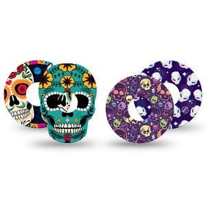 ExpressionMed Skulls Variety Pack Freestyle Libre 3 and Libre 3 Plus Tape, 4-Pack Tape Variety, Kids Halloween Decals, Adhesive Tape Continuous Glucose Monitor Design