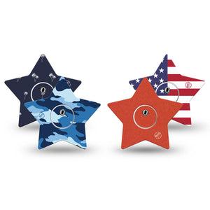 ExpressionMed USA Basics Freestyle Libre 3 and Libre 3 Plus Star, tape and sticker  patriotic simple design Overlay Tape for CGM