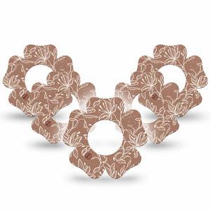 ExpressionMed Mocha Mousse Lace Freestyle Libre 2 and Libre 2 Plus Flower Shape Tape, Abbott Lingo, 5-Pack Tape 2025 Color Trend, Plaster CGM Design