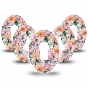 ExpressionMed Flower Clouds Dexcom G6 Tape 5-Pack Tape Peachy and Pink Petals, Plaster CGM Design