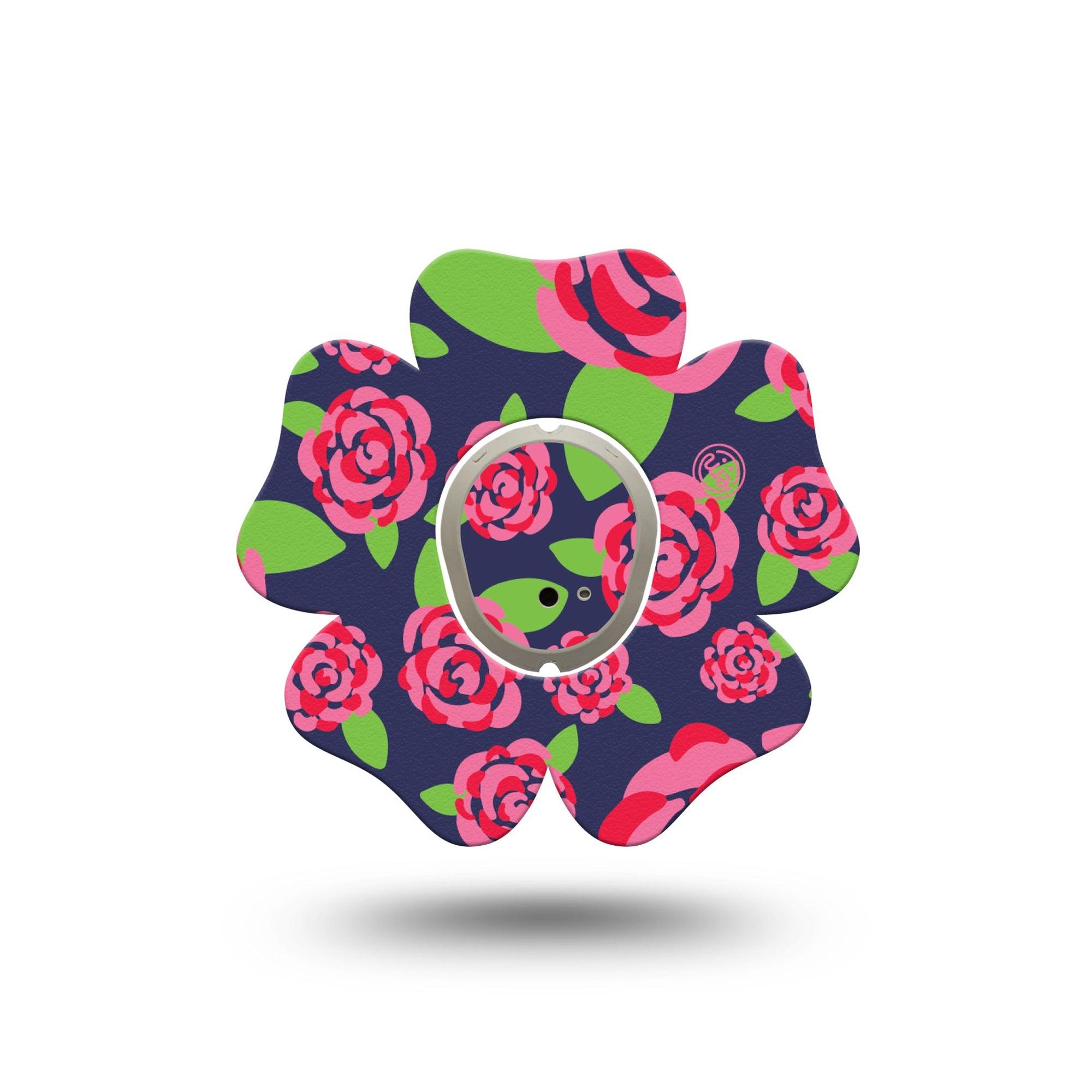 ExpressionMed Pretty Pink Roses Dexcom G7 Flower Shape Tape, Dexcom Stelo Glucose Biosensor System, Single Tape and Single Sticker Blush Roses, Adhesive Tape CGM Design