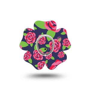 ExpressionMed Pretty Pink Roses Dexcom G7 Flower Shape Tape, Dexcom Stelo Glucose Biosensor System, Single Tape and Single Sticker Blush Roses, Adhesive Tape CGM Design