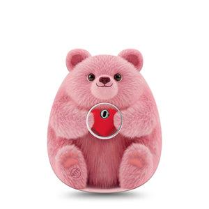 ExpressionMed Bear-y Lovable Freestyle Libre and Libre 2 Plus Sticker and Tape, Abbott Lingo, Pink bear with heart Adhesive Sticker and Tape Design Continuous Glucose Monitor Design