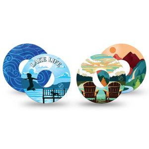 ExpressionMed Summer Shoreline Variety Pack Freestyle Libre 3 Tape 4-Pack Variety Lake Waves Adhesive Tape CGM Design