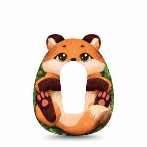 ExpressionMed Fox Dexcom G6 Gumdrop Shape Tape, Single Tape Fluffy Fox Friend, Overlay Patch CGM Design