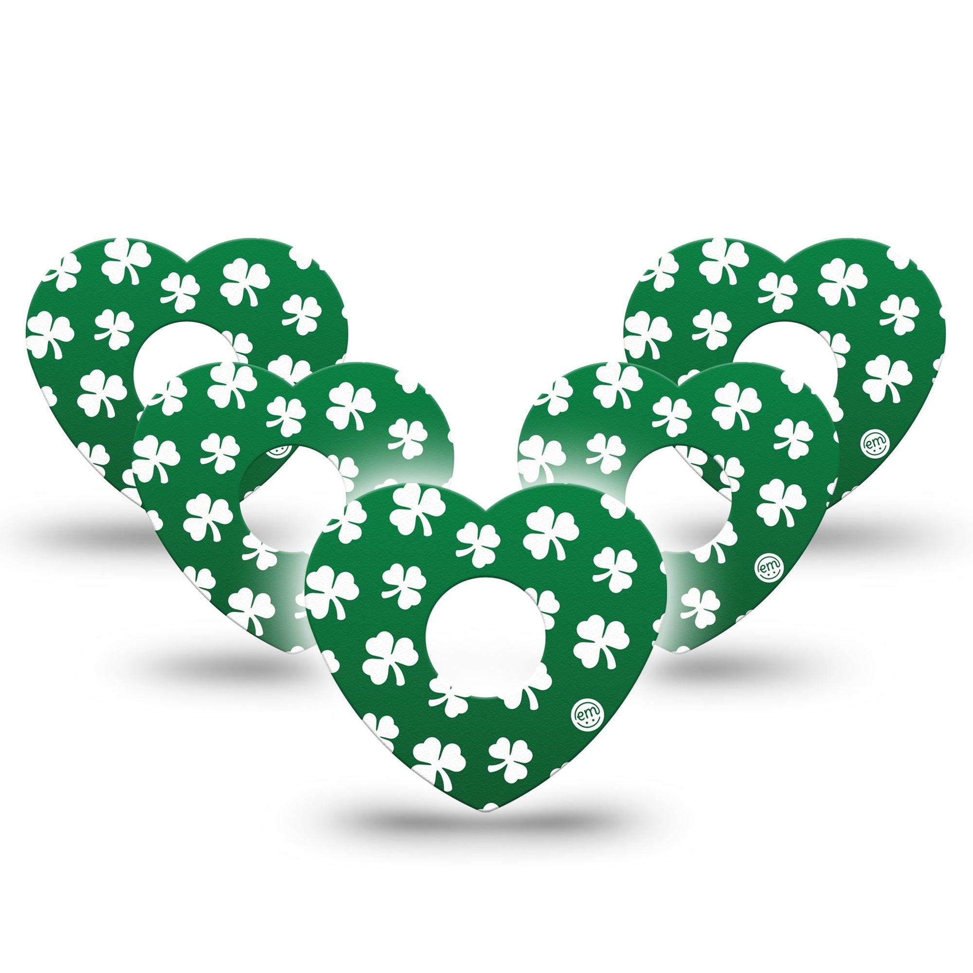 ExpressionMed Shamrock Freestyle Libre 3 and Libre 3 Plus Heart Shape Tape 5-Pack Tape Lucky Charm, Patch CGM Design