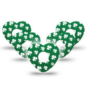 ExpressionMed Shamrock Freestyle Libre 3 and Libre 3 Plus Heart Shape Tape 5-Pack Tape Lucky Charm, Patch CGM Design