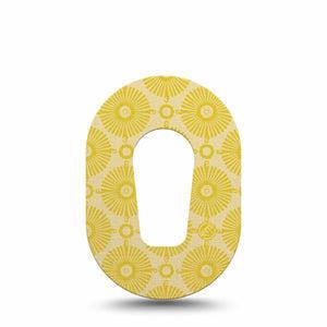 ExpressionMed Yellow Sundress Dexcom G6 Mini Tape, Single Tape Golden Sunbursts Pattern, Adhesive Tape CGM Design