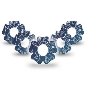 ExpressionMed Blue Dreamcatcher Dexcom G7 Flower Shape Tape, Dexcom Stelo Glucose Biosensor System, 5-Pack Tape Calm Catcher Plaster CGM Design
