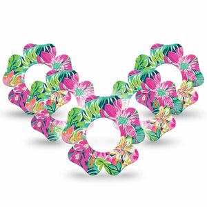 ExpressionMed Tropic Burst Freestyle Libre 2 and Libre 2 Plus Flower Shape Tape, Abbott Lingo, 5-Pack Tape Burst Colors, Plaster CGM Design