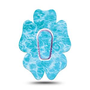ExpressionMed Sunlit Water Dexcom G6 Flower, Single Tape and Single Sticker Summer pool inspired Adhesive Tape for CGM