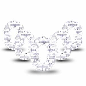 ExpressionMed Airplane Dexcom G6 Mini Tape, 5-Pack Tape Navy Stenciled Planes, Adhesive Tape CGM Design