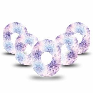 ExpressionMed Wisteria Fade Dexcom G7 and Dexcom Stelo Glucose Biosensor System, 5-Pack Pattern floral Adhesive Patch for Continuous Glucose Monitor