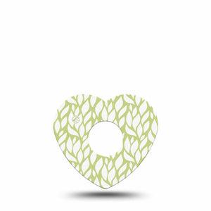 ExpressionMed Sage Greens Freestyle Libre 3 and Libre 3 Plus Heart Shape Tape Single Tape Sage Foliage, Patch CGM Design