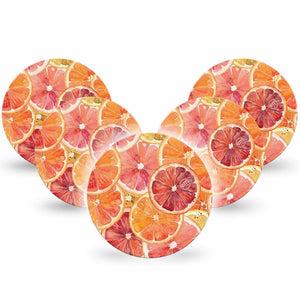 ExpressionMed Oranges Dexcom G7 and Dexcom Stelo Glucose Biosensor System OverPatch, 5-Pack Painted citrus fruit Patch for Continuous Glucose Monitor