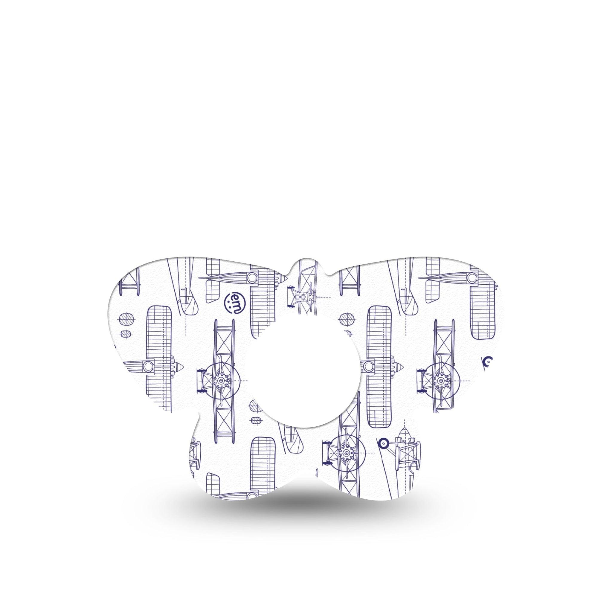 ExpressionMed Airplane Infusion Set Butterfly Shape Tape, 5-Pack Tape Stenciled Aircraft, Plaster Continuous Glucose Monitor Design