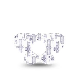 ExpressionMed Airplane Infusion Set Butterfly Shape Tape, 5-Pack Tape Stenciled Aircraft, Plaster Continuous Glucose Monitor Design