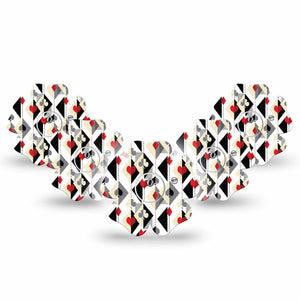 ExpressionMed Playing Cards Freestyle Libre 3 and Libre 3 Plus Butterfly Shape Tape 5-Pack Tape and 5-Pack Sticker Spades Hearts Diamonds Clubs Inspired, Overlay Patch CGM Design