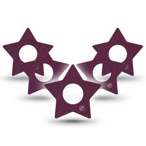 ExpressionMed Wine Red Infusion Set Star Shape Tape, 10-Pack Tape Solid Color, Fixing Ring Patch Continuous Glucose Monitor Design