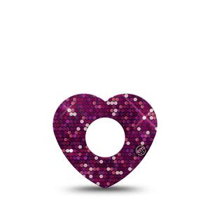 ExpressionMed Pink Sequins Infusion Set Heart Shape Tape 5-Pack Tape Sequin Glow, Adhesive Tape Continuous Glucose Monitor Design