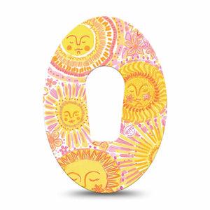 ExpressionMed Bright Sunshine Dexcom G6, Single Tape sunny yellow pattern Fixing Ring Tape for Continuous Glucose Monitor