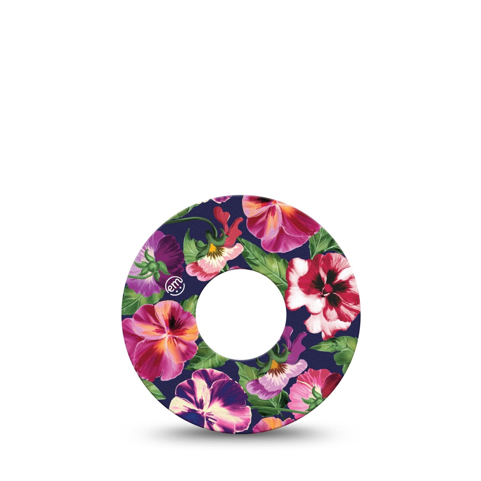 ExpressionMed Flower Girl Pansies Infusion Set Tape 5-Pack Tape Shades of Pink Purple Pansy, Overlay Patch CGM Design