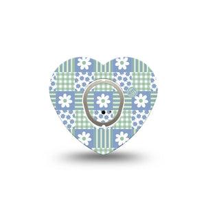ExpressionMed Patchwork Flowers Dexcom G7 and Dexcom Stelo Glucose Biosensor System Heart, Single Tape and Single Sticker Cute spring quilt Best Covers for CGM